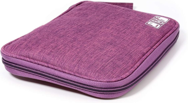 Electronics Organizer Bag Waterproof Carrying Pouch Travel Universal Cable Organizer Electronics Storage Bag Accessories Cases for Cord, Charger, Earphone, USB, SD Card (Purple)… - Image 6