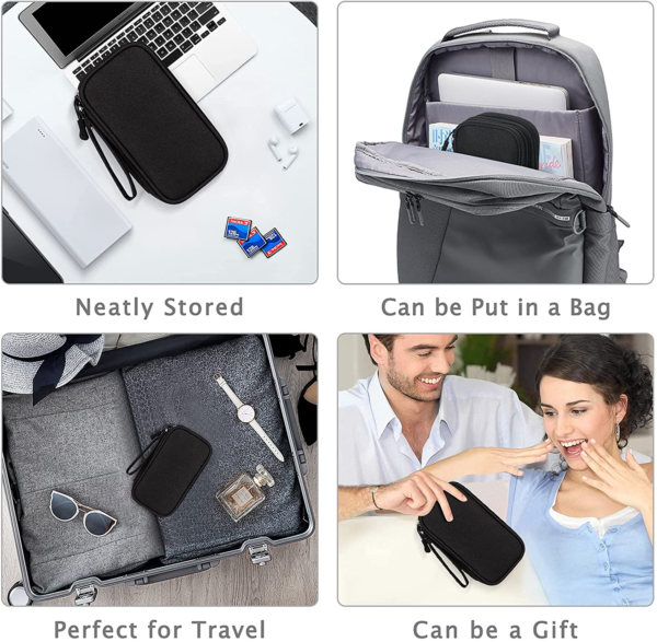 Travel Cable Organizer Pouch Electronic Accessories Carry Case Portable Waterproof Double Layers All-In-One Storage Bag for Cord, Charger, Phone, Earphone Black - Image 7