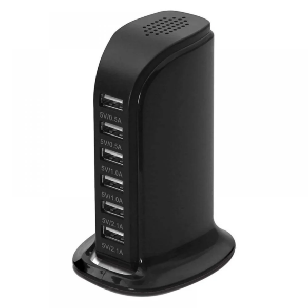 Multi-Device Charging Station, Usb Charging Hub 6-Port Fast Charging Station, Multi-Port Wall Charger Fast Charging 2.1A Tower Power Adapter Travel Charger Tablet Smartphone (White) - Image 7