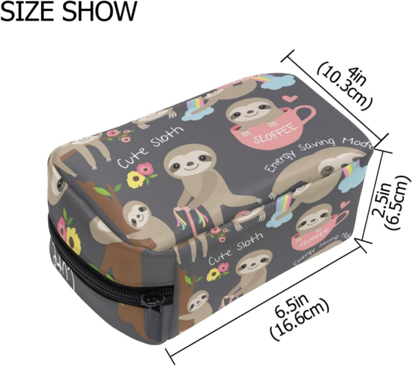 Makeup Bag Portable Travel Cosmetic Train Case Cute Sloth Toiletry Bag Organizer Accessories Case Tools Case for Beauty Women - Image 3