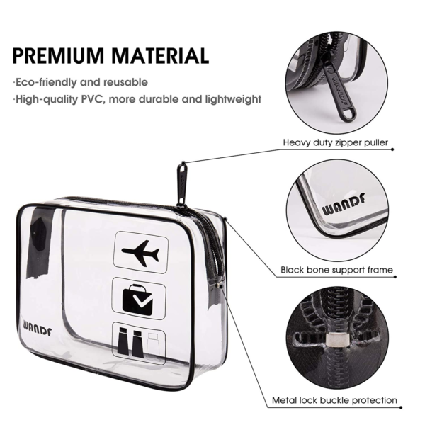 TSA Approved Clear Travel Toiletry Bag with Zippers Carry-On Travel Accessories Quart Size Toiletries Cosmetic Pouch Makeup Bags (2 Pcs) - Image 6
