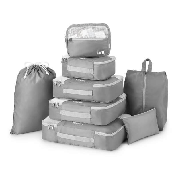 4+4 Set Packing Cubes, Travel Luggage Organizers ,Gray
