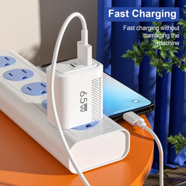Gan Charger 65W USB C PD Type C Fast Charging Wall Adapter for Iphone 14 15 Xiaomi 13 Samsung Quick Charge Mobile Phone Charger - Image 3