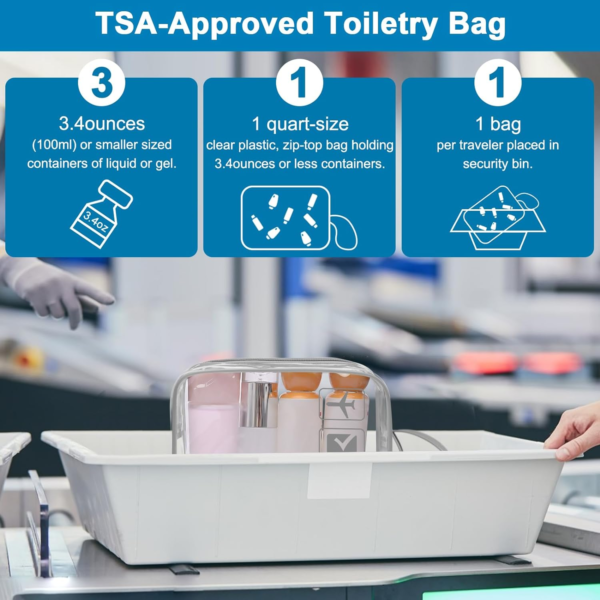 TSA Approved Toiletry Bag, 3-PACK Same Size Clear Toiletry Bag with Handle - Image 2