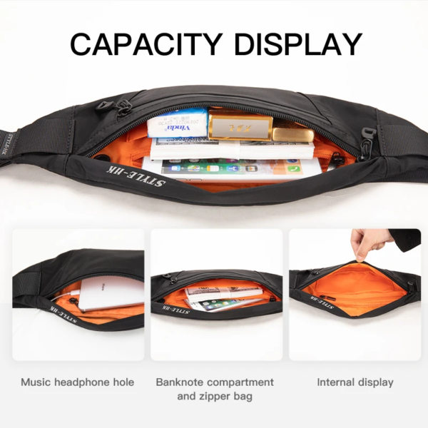 Hk Fanny Pack Black Waterproof Money Belt Bag Men Purse Teenager'S Travel Wallet Belt Male Waist Bags Cigarette Case for Phone - Image 5