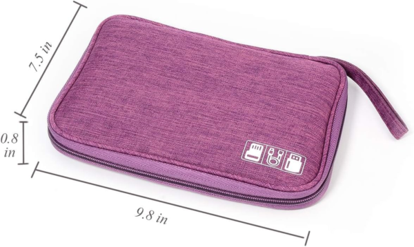 Electronics Organizer Bag Waterproof Carrying Pouch Travel Universal Cable Organizer Electronics Storage Bag Accessories Cases for Cord, Charger, Earphone, USB, SD Card (Purple)… - Image 2