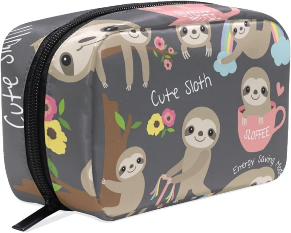 Makeup Bag Portable Travel Cosmetic Train Case Cute Sloth Toiletry Bag Organizer Accessories Case Tools Case for Beauty Women