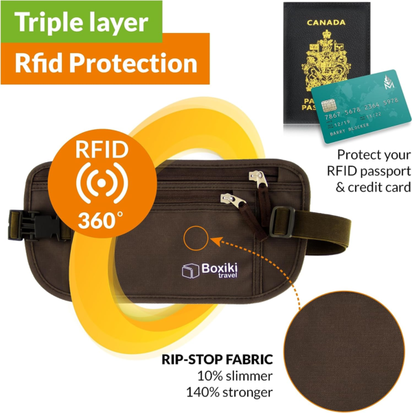 Hidden Money Belt for Men & Women - RFID Blocking Waist Pack for Passport, Wallet & Phone - Safe and Secure for Travel - Image 5