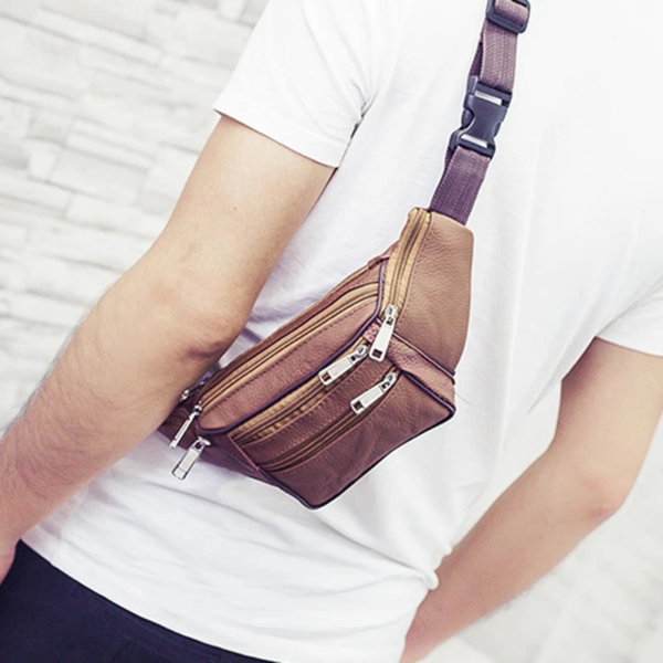 Leather Men Waist Chest Bag Thin Outdoor Sports Tactical Pauch Male Small Running Fanny Pack Crossbody Chest Money Belt Bags - Image 7