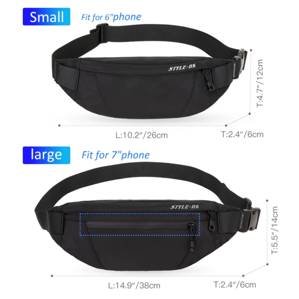 Hk Fanny Pack Black Waterproof Money Belt Bag Men Purse Teenager'S Travel Wallet Belt Male Waist Bags Cigarette Case for Phone - Image 7