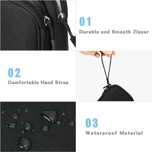 Travel Cable Organizer Pouch Electronic Accessories Carry Case Portable Waterproof Double Layers All-In-One Storage Bag for Cord, Charger, Phone, Earphone Black - Image 4