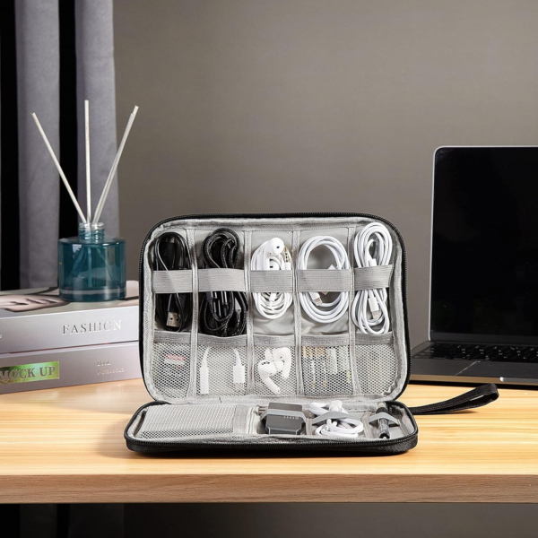 Electronic Organizer, Portable Cord Organizer, Travel Waterproof Electronic Storage Bag, for USB Cables, Chargers, Hard Drives, SD Cards and More - Image 4