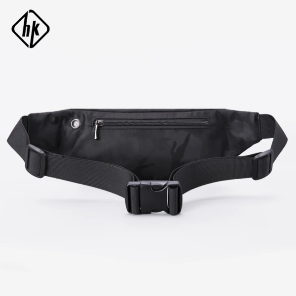 Hk Men Male Casual Fanny Bag Waist Bag Money Phone Belt Bag Pouch Camouflage Black Gray Bum Hip Bag Shoulder Belt Pack - Image 3