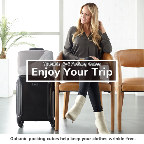 4+4 Set Packing Cubes, Travel Luggage Organizers ,Gray - Image 7