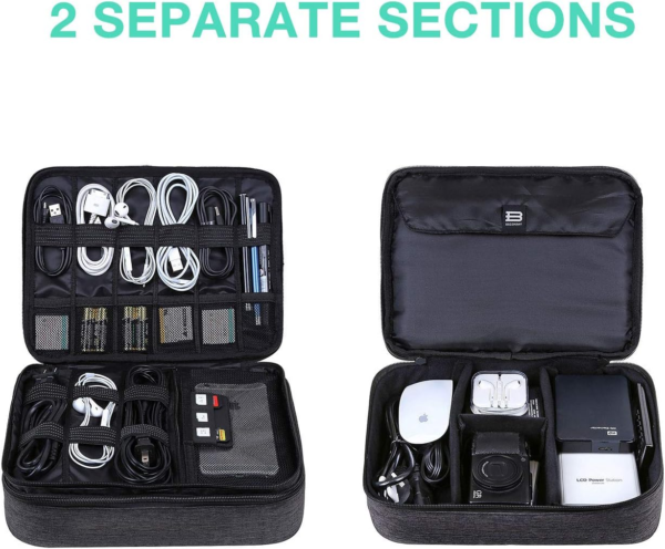 Electronic Organizer,  Accessories Organizer Travel Double Layer Electronics Bag Large for 10.5 Inch Ipad Pro, Adapter, Cables, Black - Image 2