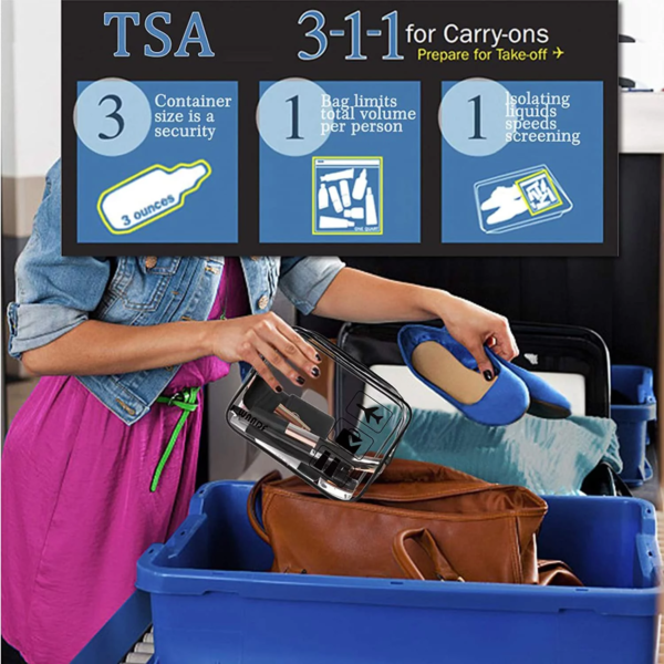 TSA Approved Clear Travel Toiletry Bag with Zippers Carry-On Travel Accessories Quart Size Toiletries Cosmetic Pouch Makeup Bags (2 Pcs) - Image 4