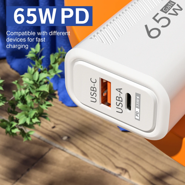 Gan Charger 65W USB C PD Type C Fast Charging Wall Adapter for Iphone 14 15 Xiaomi 13 Samsung Quick Charge Mobile Phone Charger - Image 4
