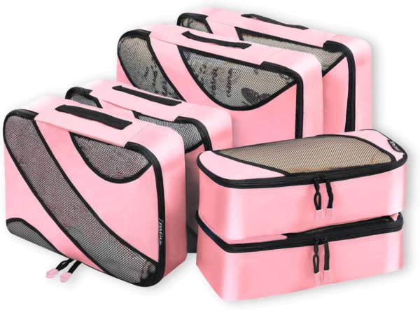 6 Set Packing Cubes,Travel Luggage Packing Organizers(6Set Pink)