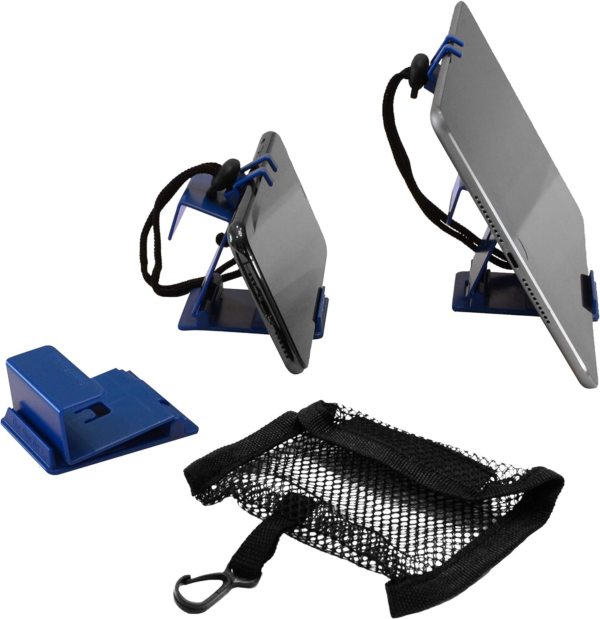 + Phone & Tablet Holder for Air Travel, Home and Office Use - Inflight Phone Mount & Stand Compatible with Iphone, Android, Kindle and Tablets - Ultimate Travel Accessory (Blue)