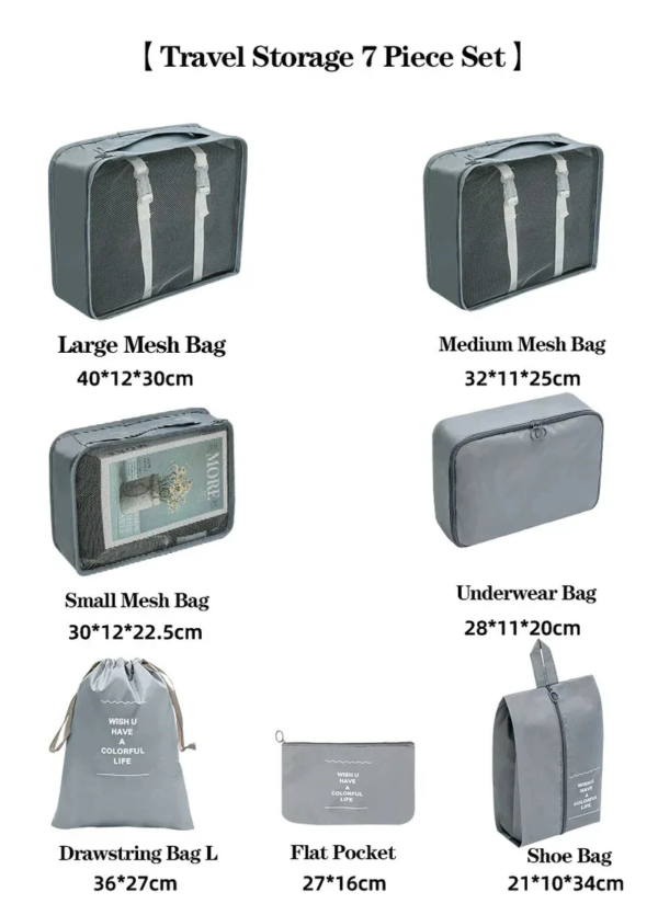7Pcs Set Travel Organizer Storage Bags Suitcase Packing Cubes Set Cases Portable Luggage Clothes Shoe Tidy Pouch Fold - Image 7