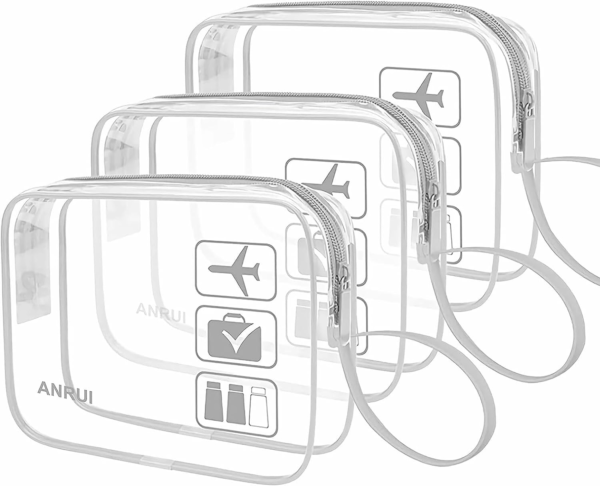 TSA Approved Toiletry Bag, 3-PACK Same Size Clear Toiletry Bag with Handle