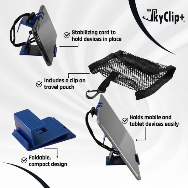 + Phone & Tablet Holder for Air Travel, Home and Office Use - Inflight Phone Mount & Stand Compatible with Iphone, Android, Kindle and Tablets - Ultimate Travel Accessory (Blue) - Image 4