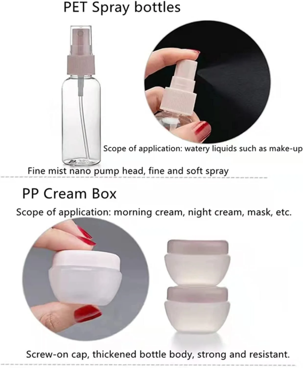 Portable Travel Bottles Set, 11 Pack Travel Size Containers for Toiletries, Shampoo Leak-Proof Travel Accessories - Image 4
