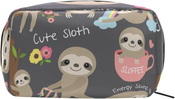 Makeup Bag Portable Travel Cosmetic Train Case Cute Sloth Toiletry Bag Organizer Accessories Case Tools Case for Beauty Women - Image 2