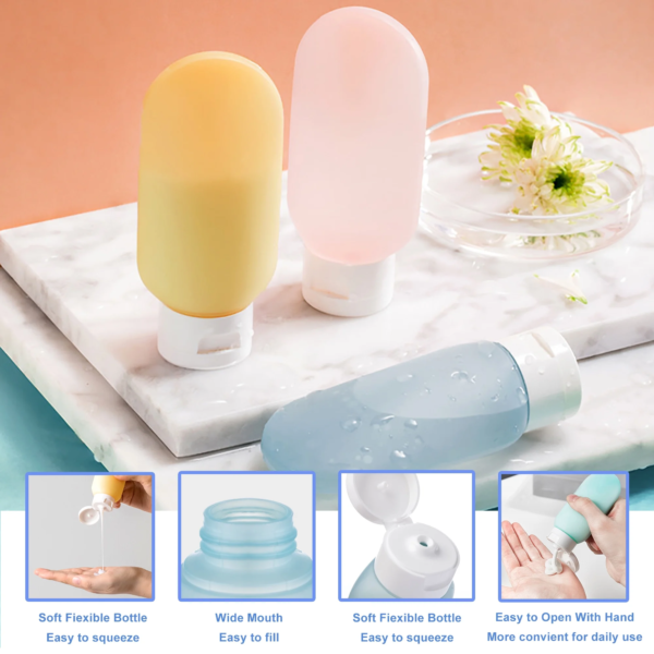 11 Pcs Silicone Travel Bottles Toiletries Containers TSA Approved Leakproof Refillable Travel Accessories for Shampoo - Image 5