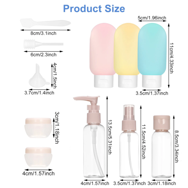 11 Pcs Silicone Travel Bottles Toiletries Containers TSA Approved Leakproof Refillable Travel Accessories for Shampoo - Image 4