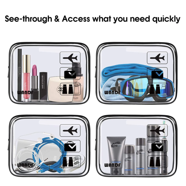 TSA Approved Clear Travel Toiletry Bag with Zippers Carry-On Travel Accessories Quart Size Toiletries Cosmetic Pouch Makeup Bags (2 Pcs) - Image 3