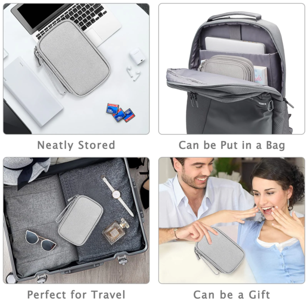 Travel Electronic Cable Storage Bag, Mail Bag Electronic Accessories Suitcase Portable Waterproof Double Storage Bag Cable, Wire, Charger, Phone, Headset, Medium Size, Gray - Image 6