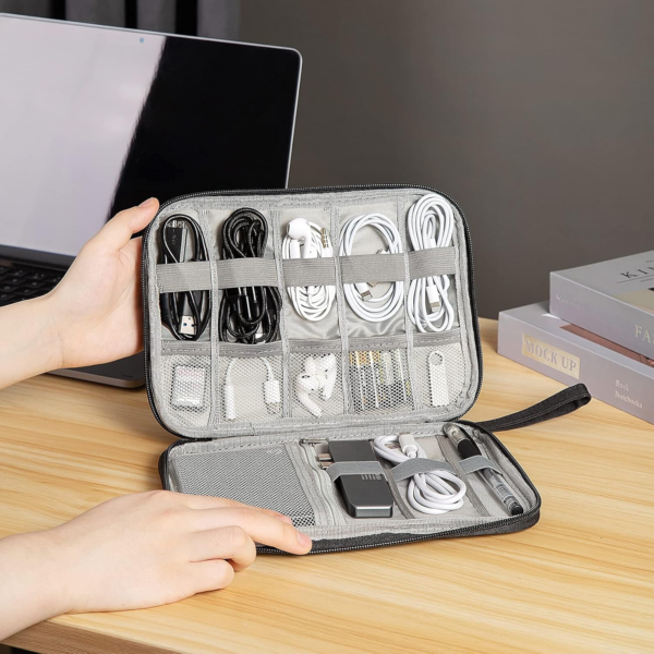 Electronic Organizer, Portable Cord Organizer, Travel Waterproof Electronic Storage Bag, for USB Cables, Chargers, Hard Drives, SD Cards and More - Image 5