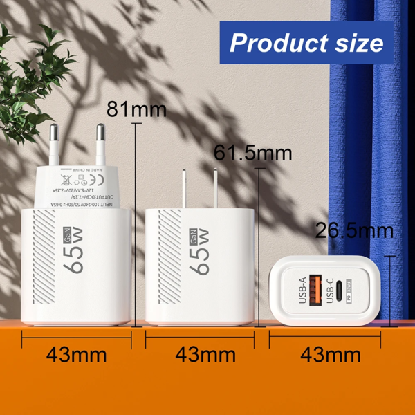 Gan Charger 65W USB C PD Type C Fast Charging Wall Adapter for Iphone 14 15 Xiaomi 13 Samsung Quick Charge Mobile Phone Charger - Image 5