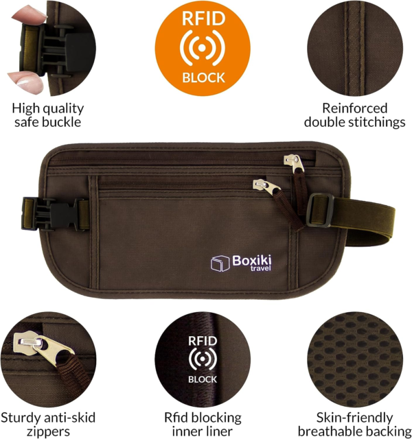 Hidden Money Belt for Men & Women - RFID Blocking Waist Pack for Passport, Wallet & Phone - Safe and Secure for Travel - Image 2