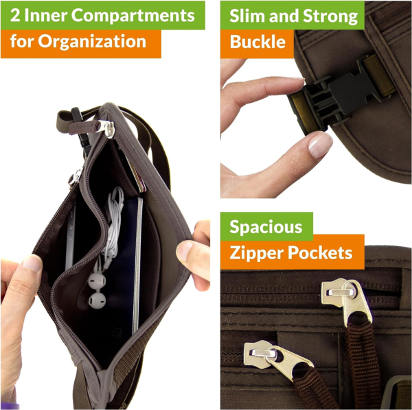 Hidden Money Belt for Men & Women - RFID Blocking Waist Pack for Passport, Wallet & Phone - Safe and Secure for Travel - Image 4