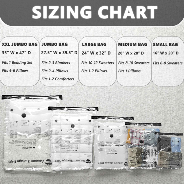 Vacuum Storage Bags 8 Jumbo, Space Saver Bags with Travel Hand Pump, Compression Airtight Sealer Bags for Clothes, Bedding, Pillows, Comforters, Blankets - Image 4