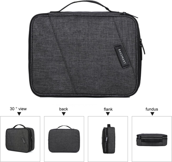 Electronic Organizer,  Accessories Organizer Travel Double Layer Electronics Bag Large for 10.5 Inch Ipad Pro, Adapter, Cables, Black - Image 9